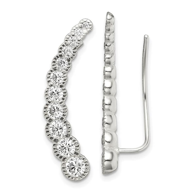 Curata 27mm 925 Sterling Silver CZ Cubic Zirconia Ear Climber Earrings Jewelry Gifts for Women