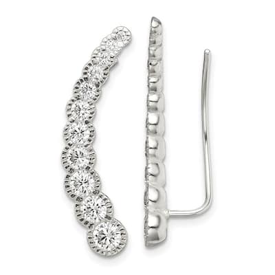 Curata 27mm 925 Sterling Silver CZ Cubic Zirconia Ear Climber Earrings Jewelry Gifts for Women