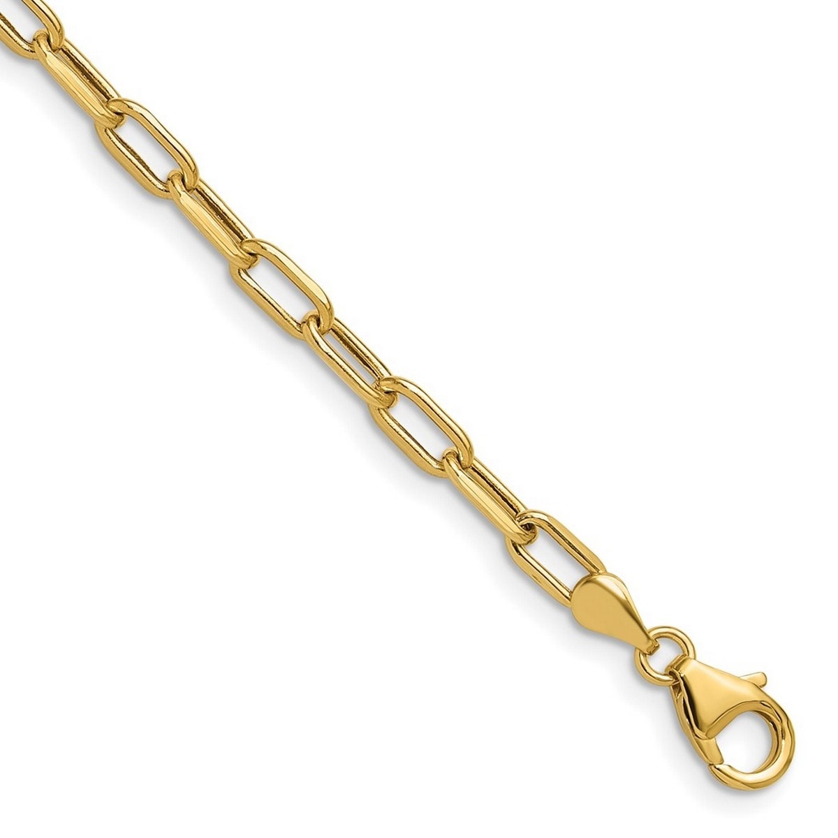 Curata 14k Yellow Gold 3.7mm Beveled Paperclip Chain Bracelet