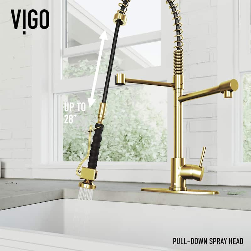 VIGO Zurich 27" H Single Handle Pull-Down Sprayer Kitchen Faucet