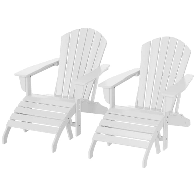 Altura Outdoor Eco-Friendly All Weather Adirondack Chairs with Ottomans (4-Piece Conversation Set) - White