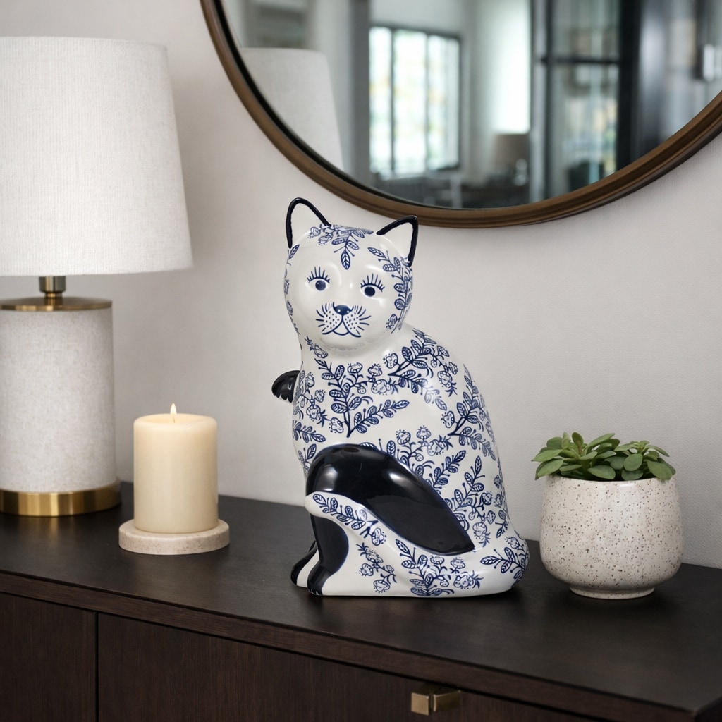 Ceramic Chinoiserie Cat Figurine - On Sale - Bed Bath & Beyond