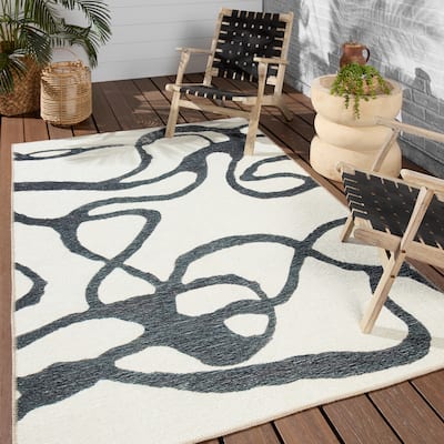Sonic Machine Washable Abstract White/ Gray Area Rug