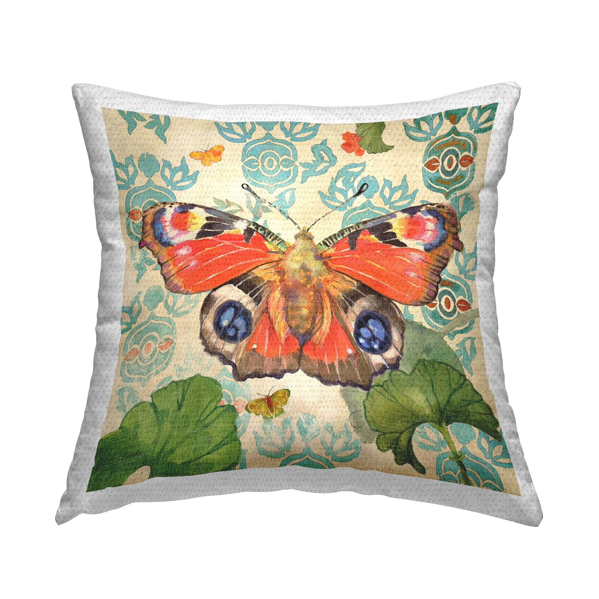 Stupell Boho Butterfly Florals Printed Outdoor Throw Pillow Design by Evelia Designs