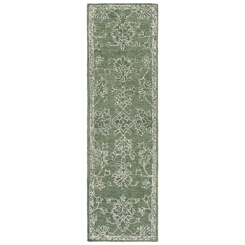SAFAVIEH Handmade Metro Neasa Wool Rug - 2'3" x 8' Runner - Sage/Green