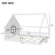 preview thumbnail 24 of 28, Wood Full Size House Floor Bed with Window,Fence and LED Lights