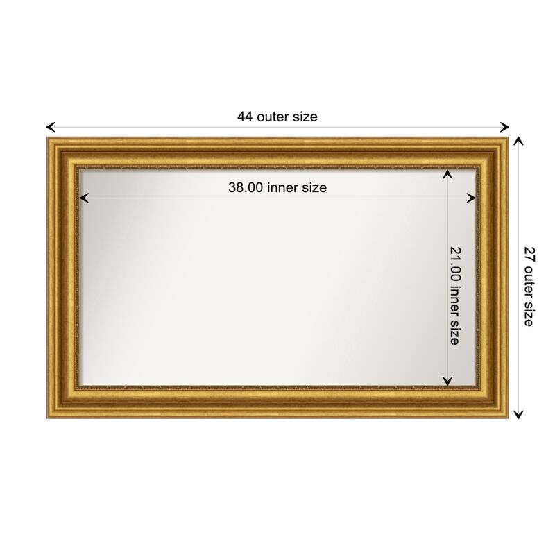 Parlor Gold Framed Non-Beveled Custom Wall Mirror, Bathroom Vanity Mirror - Outer Size: 43.75 x 26.75
