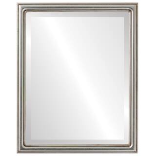 Saratoga Framed Rectangle Mirror in Silver Leaf with Brown Antique - Silver/Brown