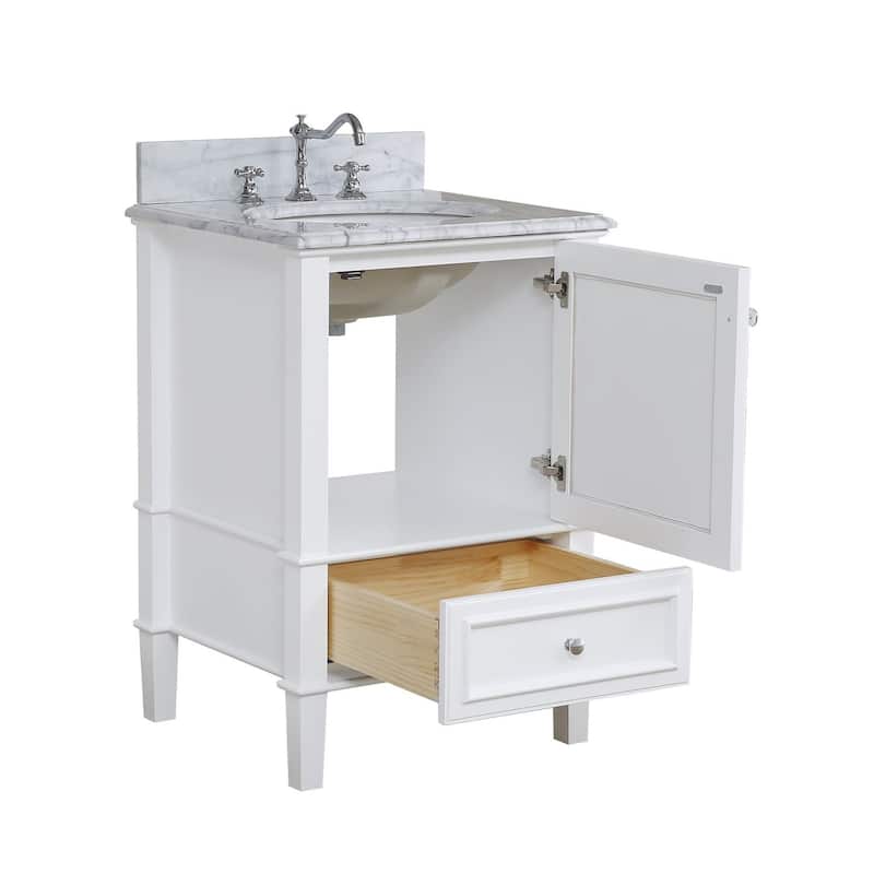 KitchenBathCollection Olivia 24" Bathroom Vanity with Carrara Marble Top