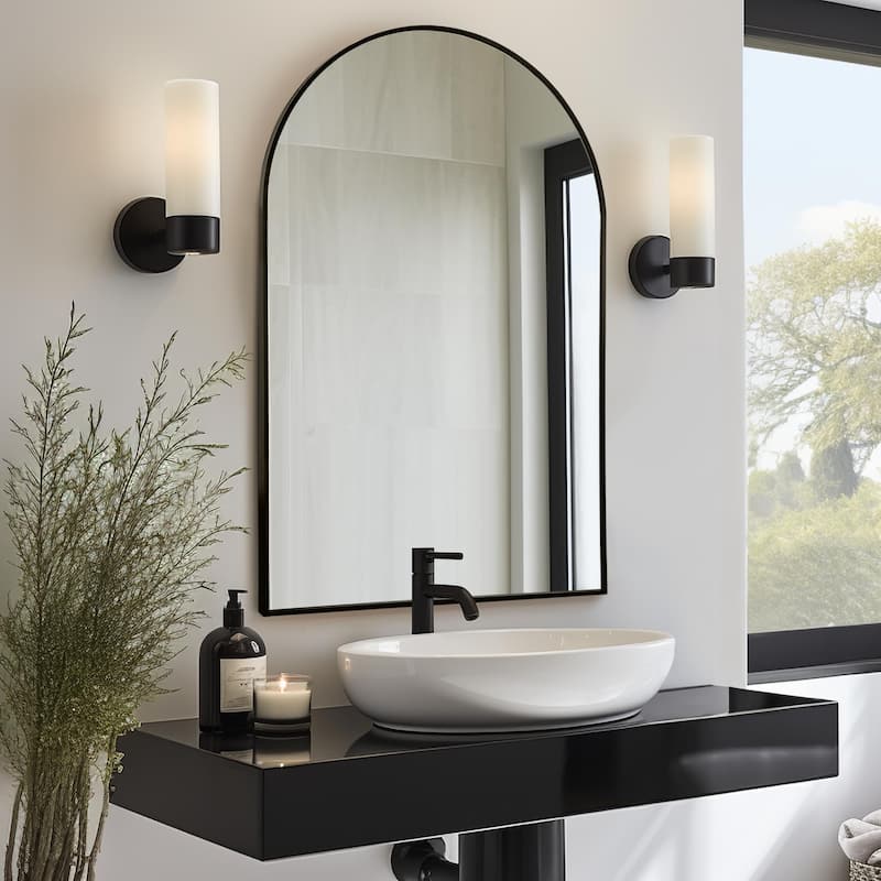 Modern Arch Bathroom Wall-mounted Mirror Vanity Mirror - 36x24-right angle - Black