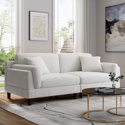 Modern 90" inch Sofa Comfy Corduroy Deep Seats Sofa