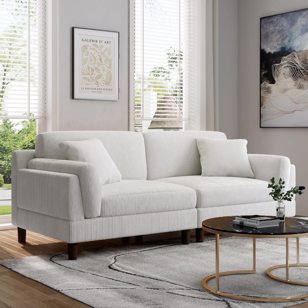 Modern 90" inch Sofa Comfy Corduroy Deep Seats Sofa