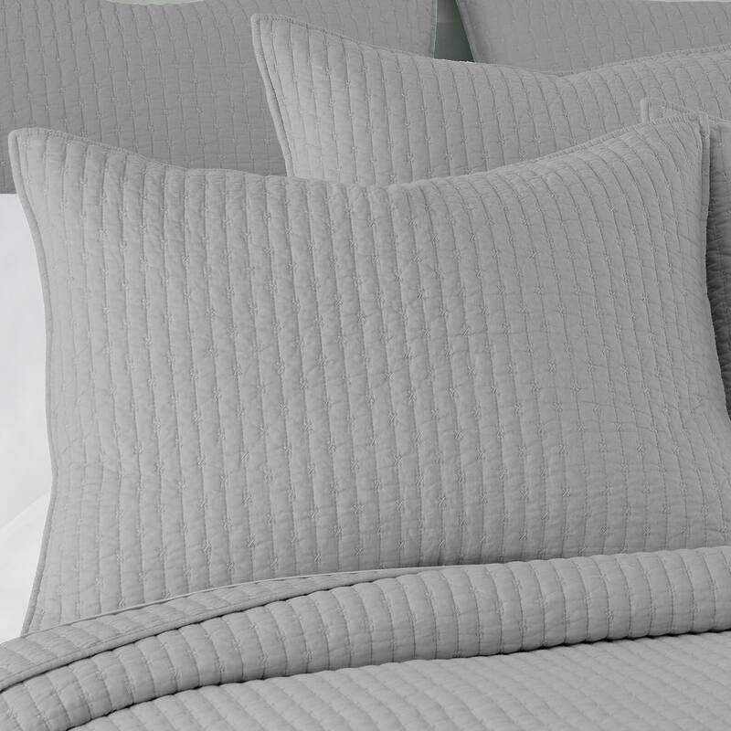Cross Stitch Lt Grey Full/Queen Quilt Set - Levtex Home
