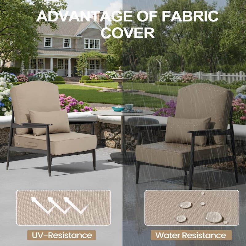 24 x 24 x 5.5 in Patio Premium Fabric Outdoor Seat Cushions Set (Seat & Back) with Pillow