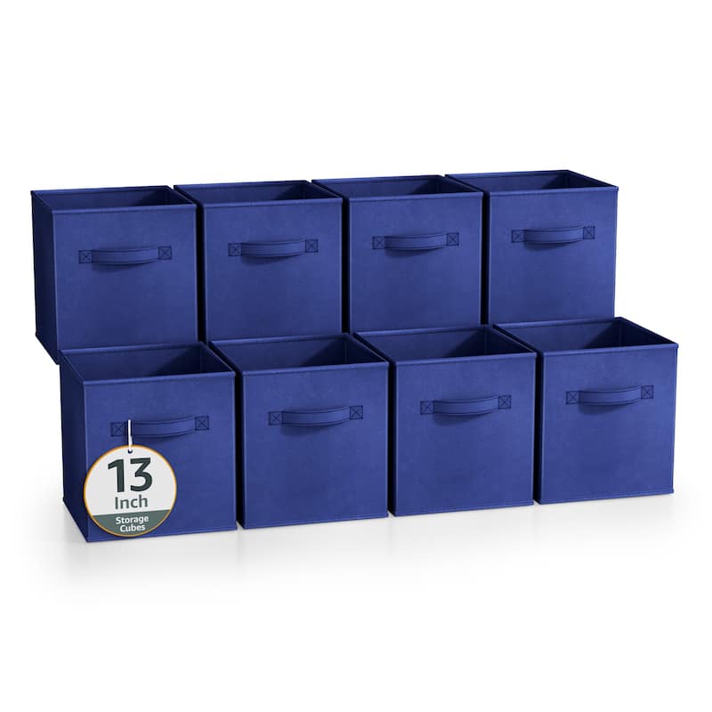 Sorbus Large Foldable Storage Bins - Fabric Cubes 8 Pack - 13"L x 13"W x 13"H - Royal Blue