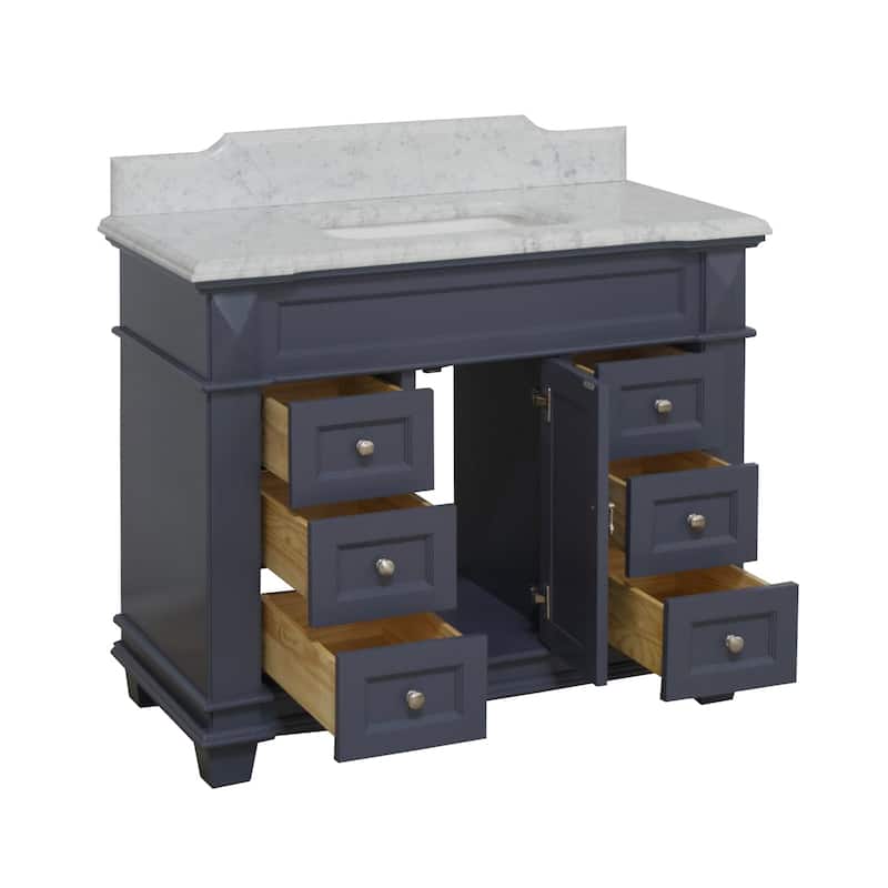 KitchenBathCollection Elizabeth 42" Bathroom Vanity with Carrara Marble Top
