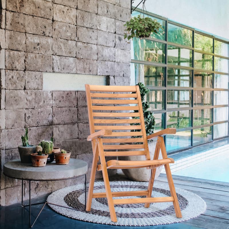 Chic Teak Italy Teak Wood Reclining and Folding Chair
