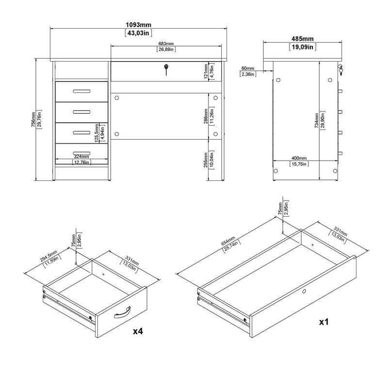 Porch & Den Skylar 5-drawer Desk