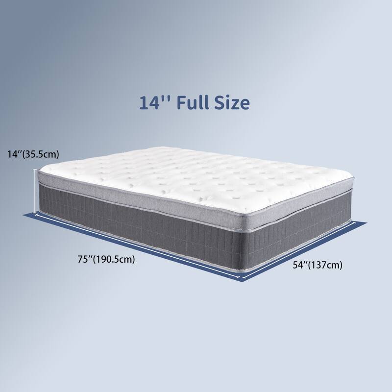 14" Full Size Hybrid Mattress,Memory Foam,Pocket Springs,Medium Firm