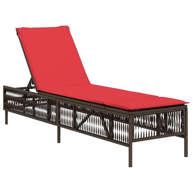 vidaXL Sun Lounger with Cushion Chaise Lounge Poly Rattan Brown/Gray/Black