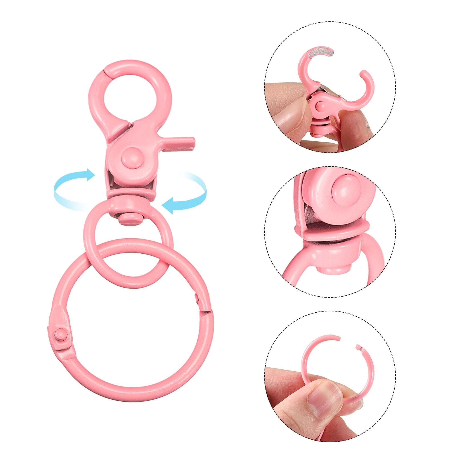 44mm Swivel Clasps Lanyard Snap Hook with Binder Ring for DIY Pink - 68mm -  Bed Bath & Beyond - 36885913