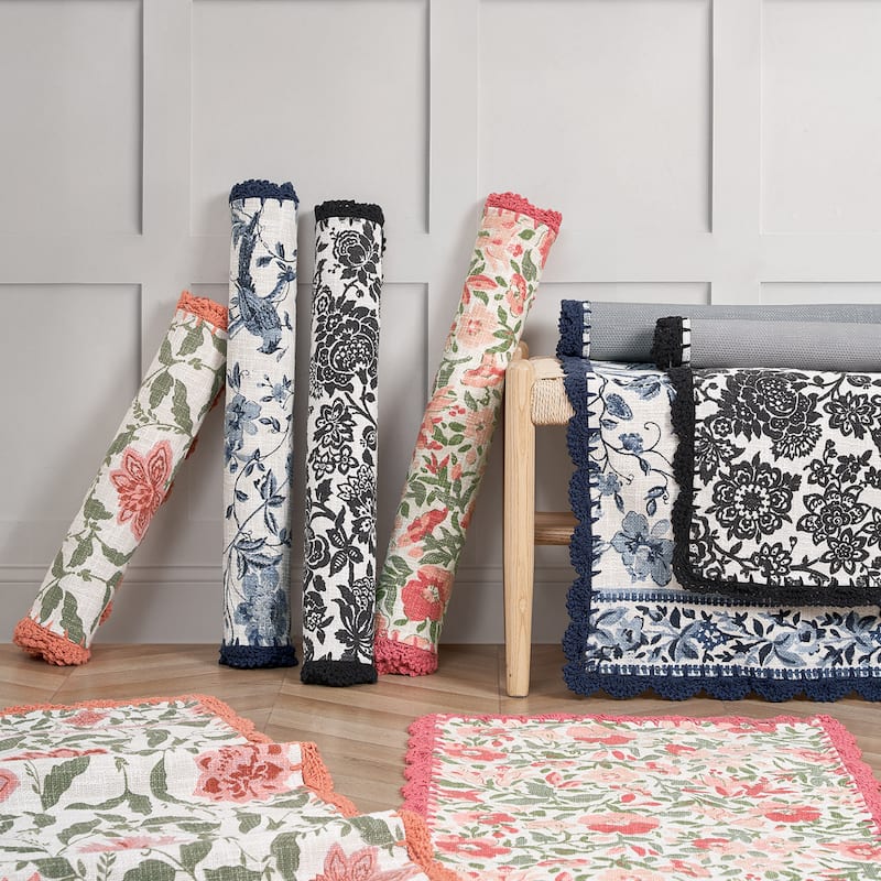 Laura Ashley Cotton Slub Crochet Border Rugs