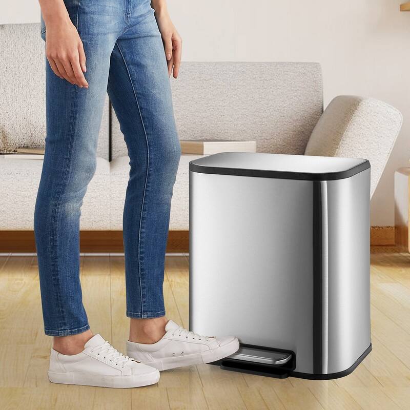 5.3 Gallon Kitchen Trash Can with Lid, Stainless Steel Step On Garbage Can