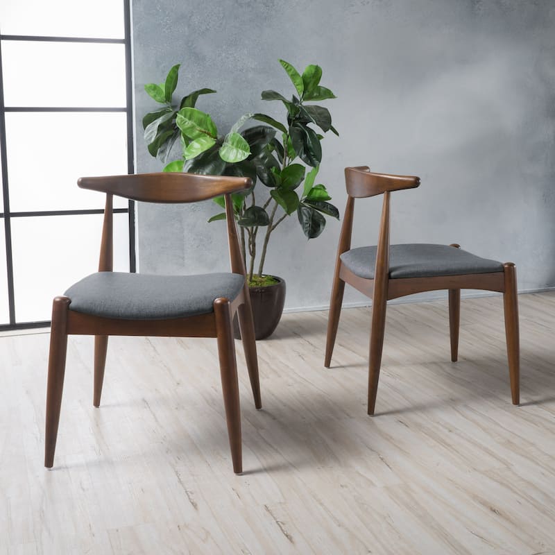Francie Mid-Century Modern Dining Chairs (Set of 2) by Christopher Knight Home - 20.50" W x 20.25" L x 29.75" H - Charcoal with Walnut Finish