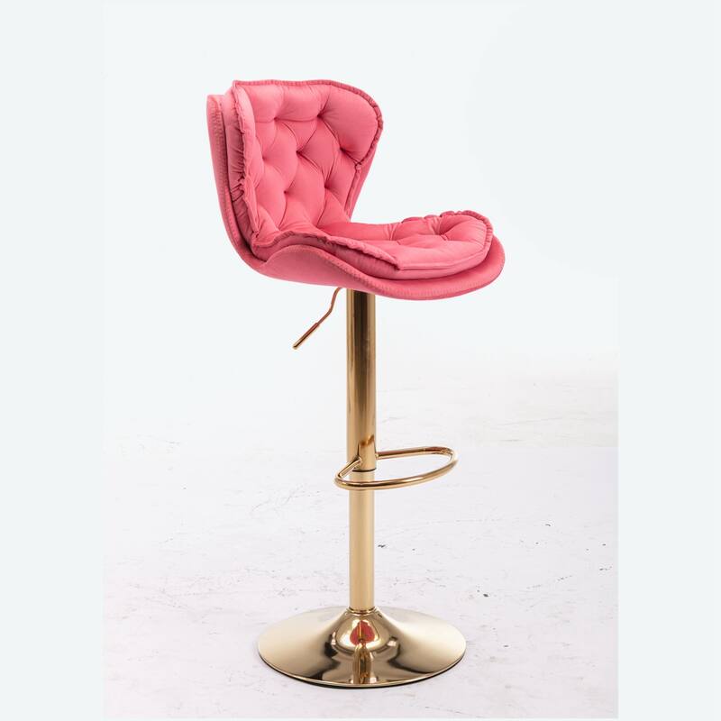 Set of 2 Bar Stools With Golden Base
