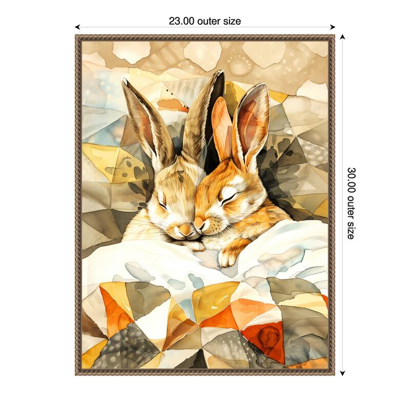 Sleepy Bunny Nap by Justyna Jaszke Framed Canvas Wall Art - 23 x 30 in