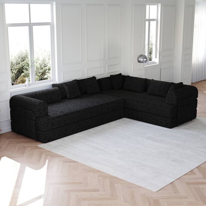 Anmytek Modern Chenille Convertible Sleeper Sofa 78.7" - 2PCS Folding Floor Couch