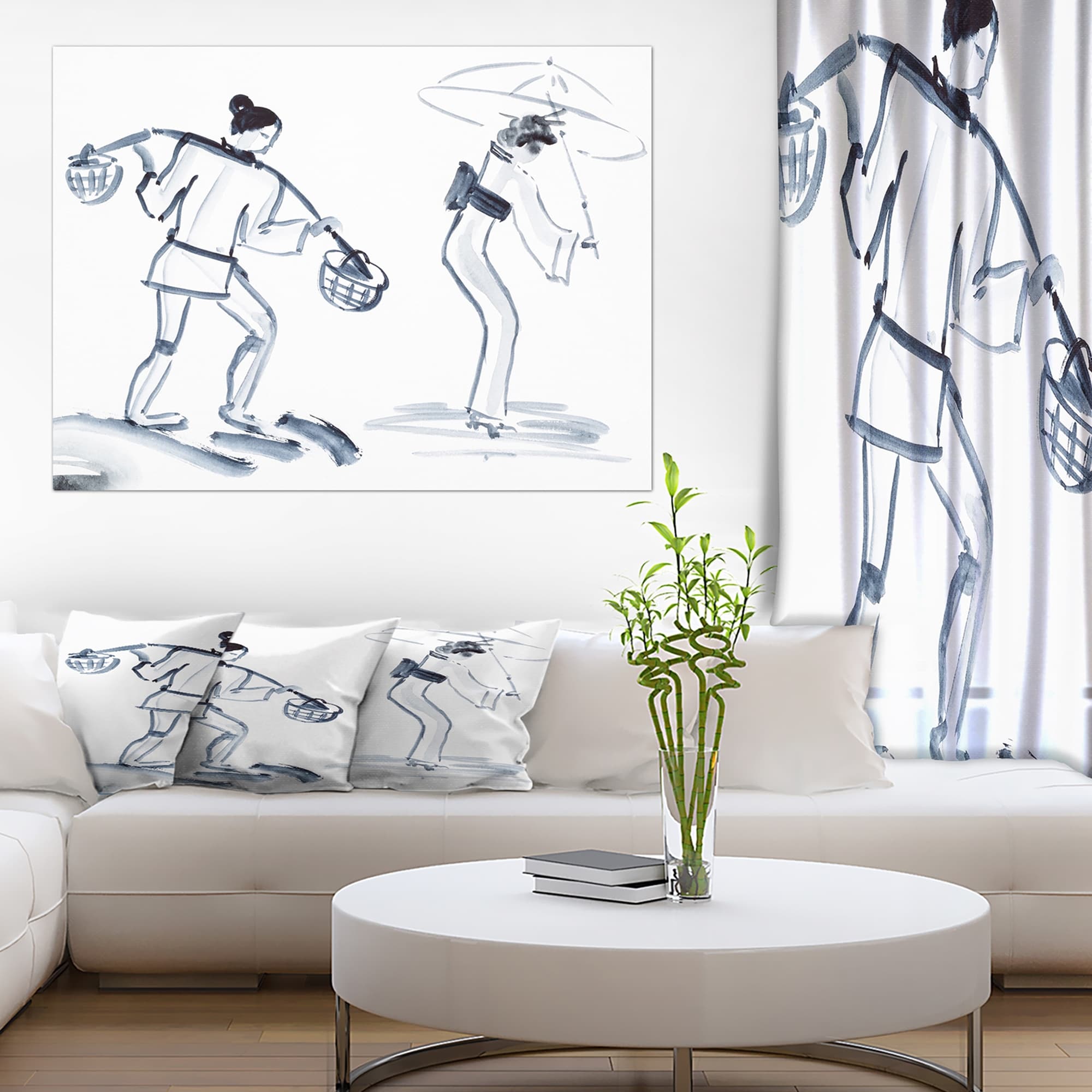 Designart Japanese Woman with Umbrella Glamour Canvas Print Wall Art-image