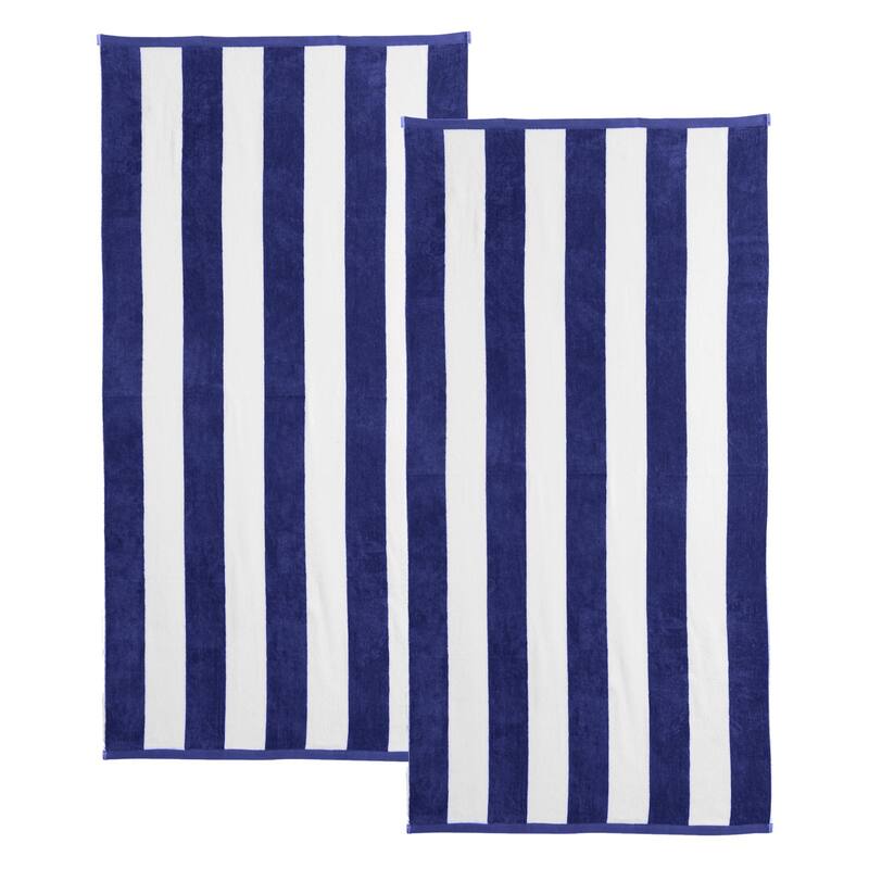 Linery & Co. Cotton Stripe Beach Towel, 4 Pack - 30" x 60" - 2 Pack- 30" x 60" - Navy