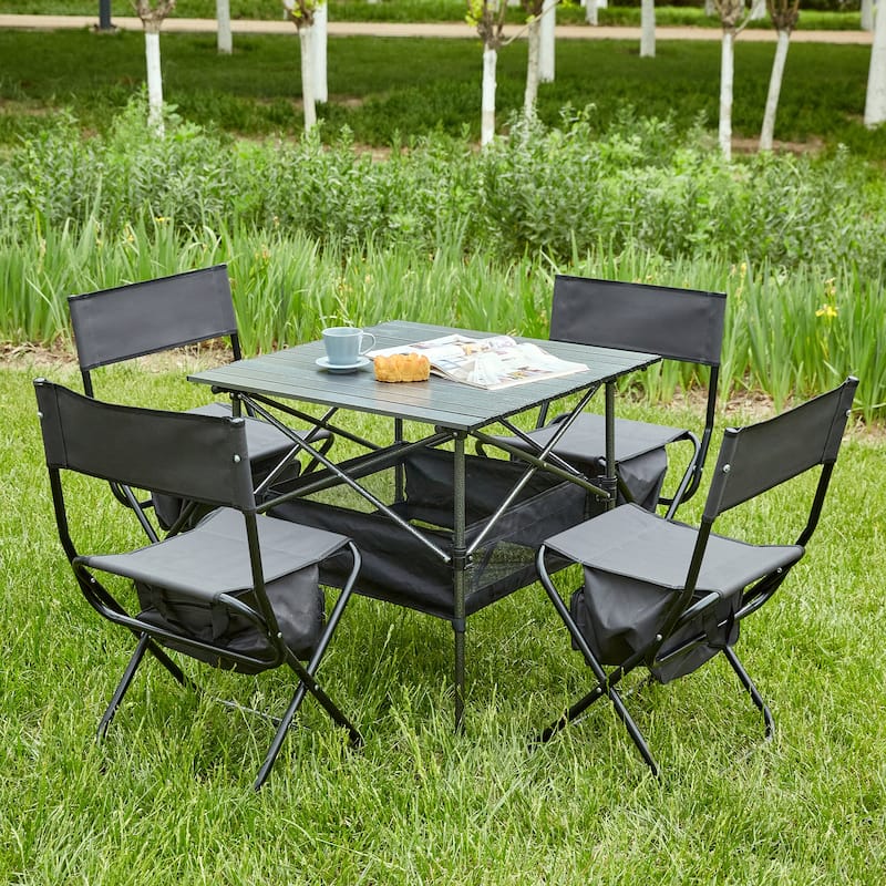 Set of 5, Folding Outdoor Table and Chairs Set for Indoor, Outdoor Camping, Picnics, Beach,Backyard, BBQ, Party, Patio