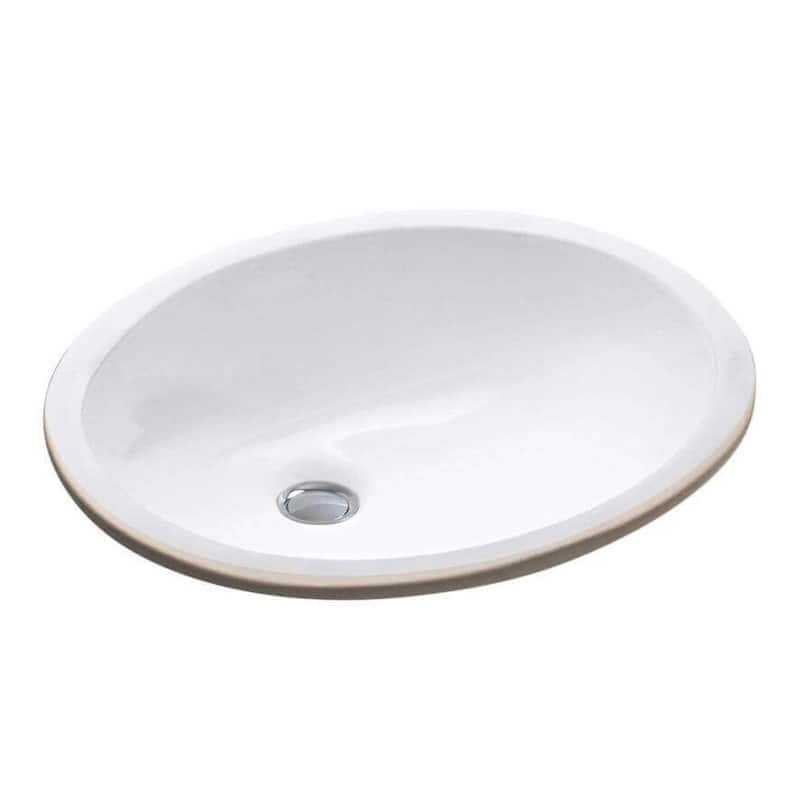 Fine Fixtures Undermount Vessel Bathroom Sink - 17" x 14" - Oval - White