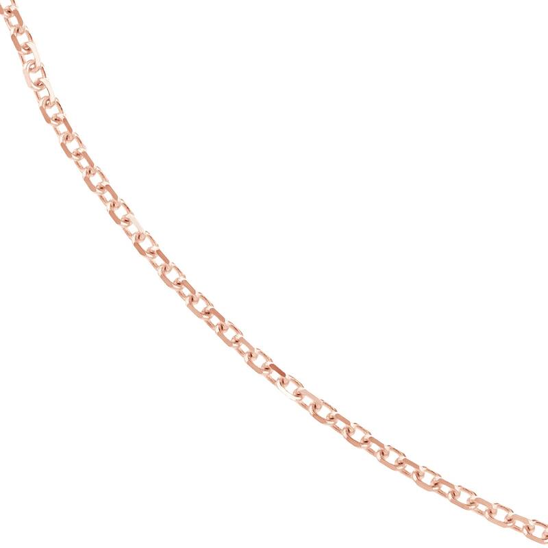 Curata 14k Rose Gold 1.15mm Open Diamond Cut Cable Chain Necklace (Lobster)