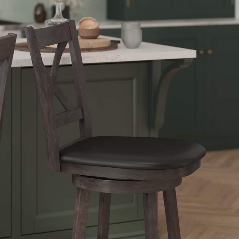 Commercial Wooden Swivel Upholstered Counter Stool