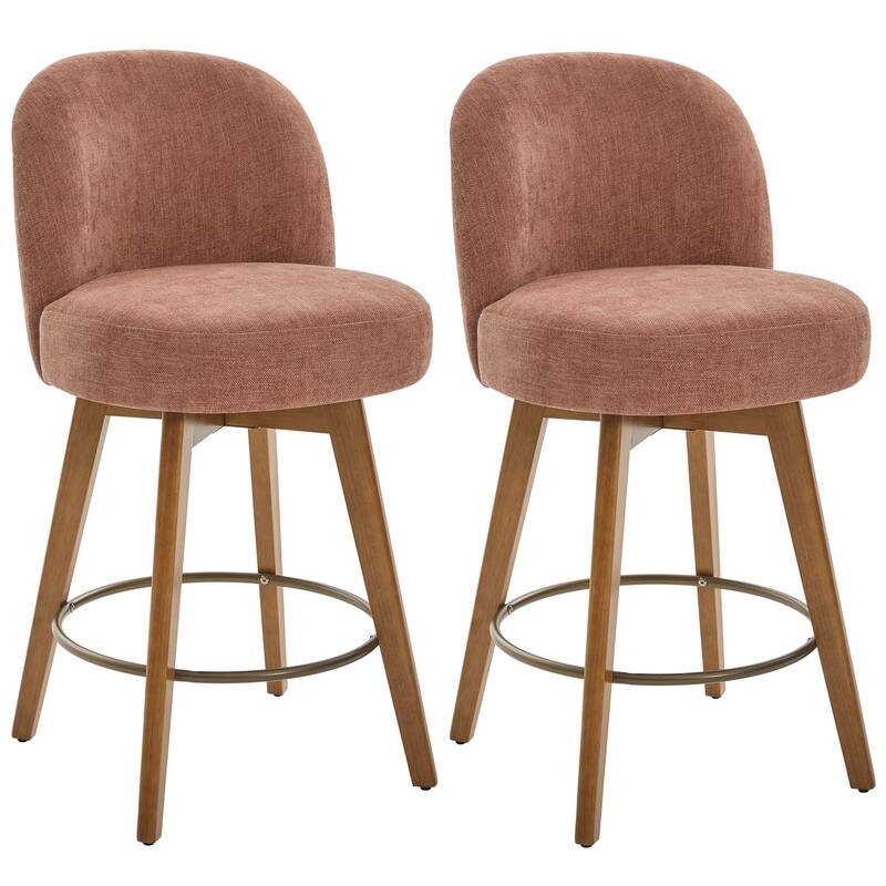 Fabric Upholstered Counter Height Swivel Bar Stools - 37.8"H x 19.7"W x 23.2"D