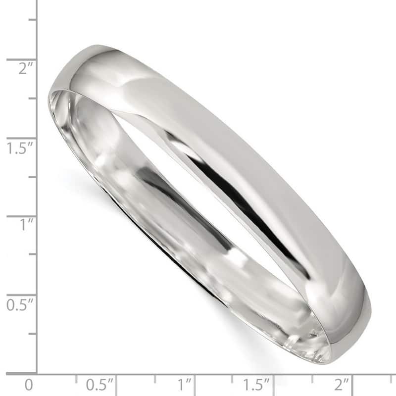 Curata 925 Sterling Silver 7.5" 9.75mm Solid Plain Wide Slip On Polished Bangle Bracelet