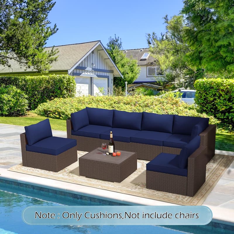 Outdoor Replacement Cushions for Patio Furniture, Waterproof & Non-Slip 4" Sofa Cushions, 6-Seat Conversation Sets, UV-Resistant