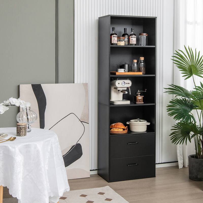 Costway 6-Tier Tall Bookshelf Freestanding Modern Bookcase Black