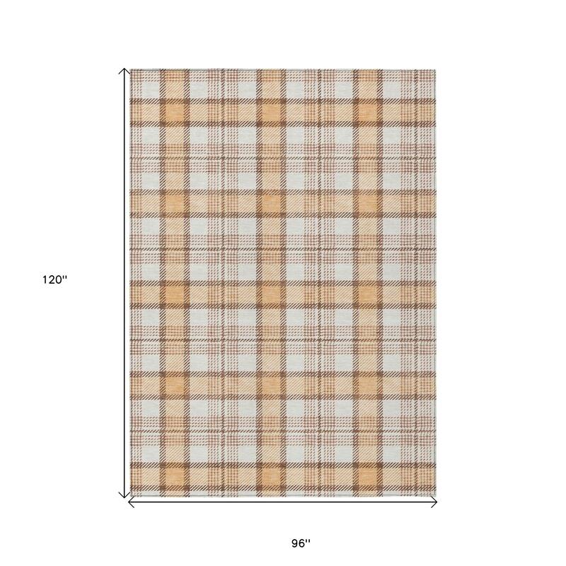 HomeRoots Plaid Transitional Rectangle Outdoor Rug