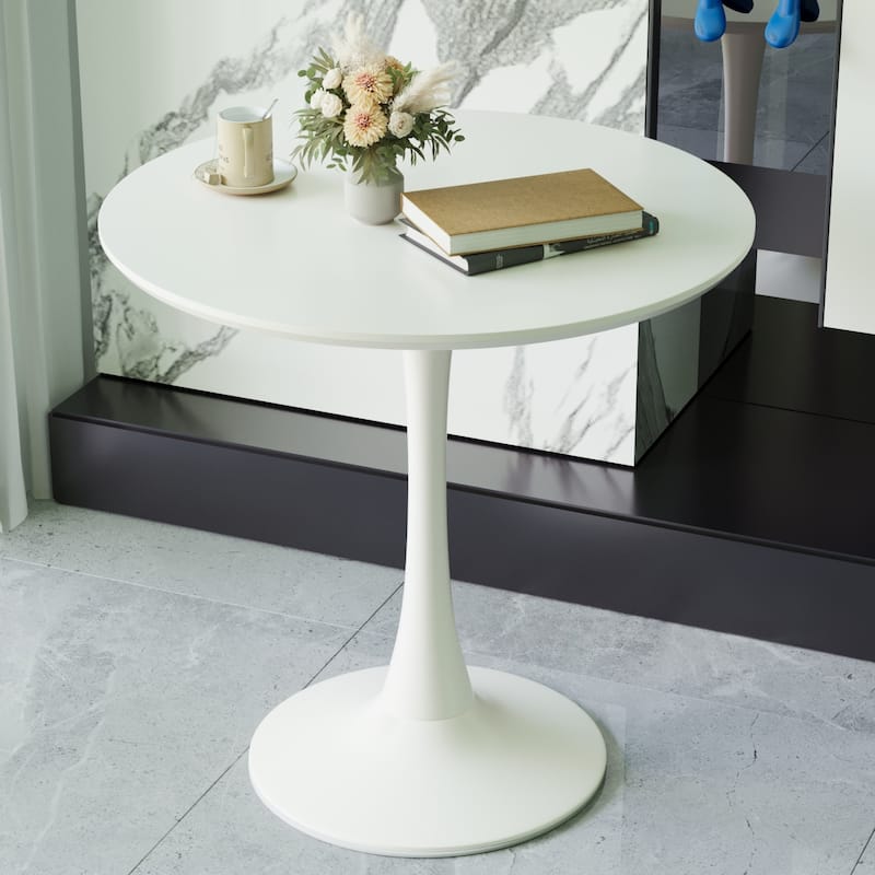 Round Dining Table, 31.5 Inch Tulip Dining Table with MDF Tabletop and Base, Mid-Century Coffee Table, Seats 2 to 4 People
