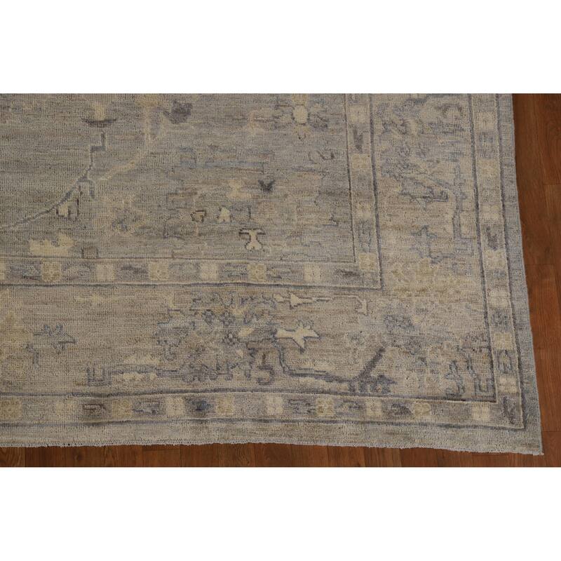 Hand Knotted Oriental 100% Wool Carpet Transitional All-Over Greys & Charcoal Oushak Area Rug - 11' 10'' X 8' 9''