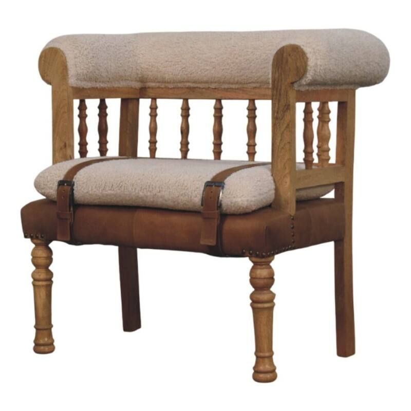 Artisan Furniture Solid Wood Strapped Hallway Boucle Bench