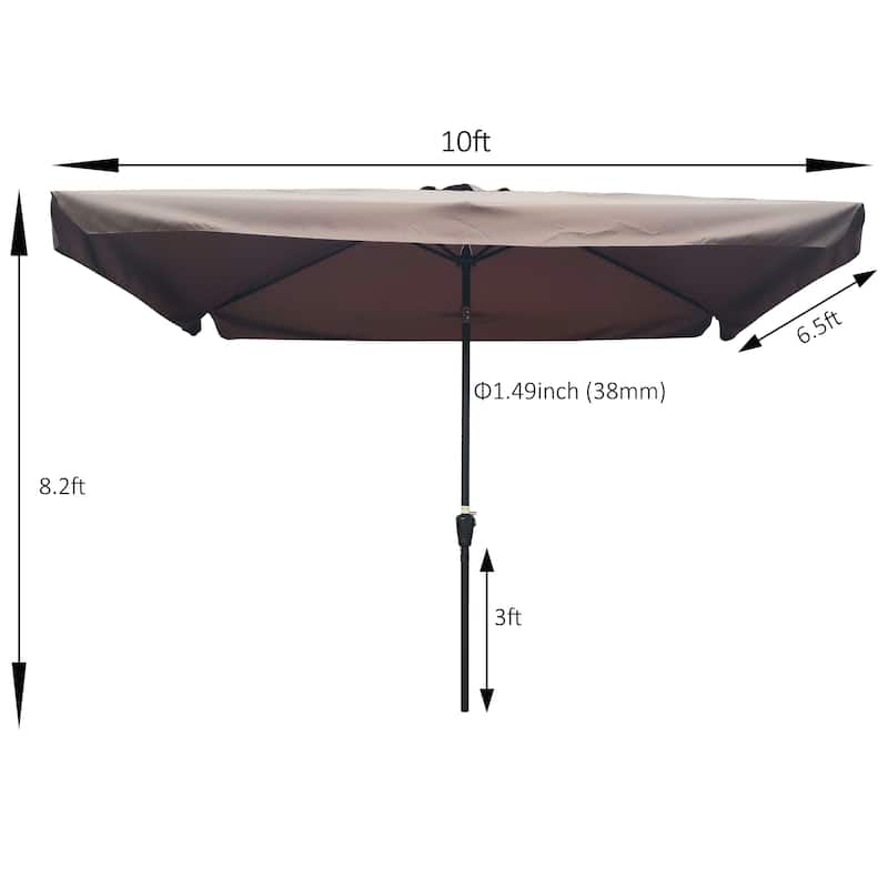 Rectangular Patio Umbrella Outdoor Umbrellas with Crank and Push Button Tilt for Garden Swimming Pool