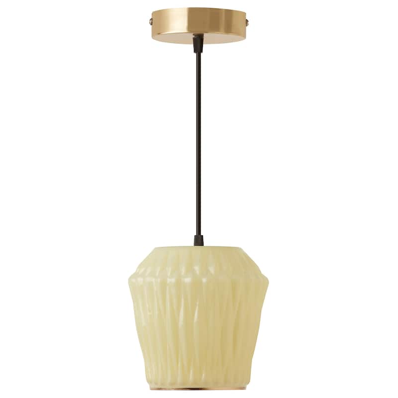 River of Goods Gold Metal and Yellow Glass Dome Shade 67.75-Inch Pendant Light - 6.75" x 6.75" x 8.75/67.75"