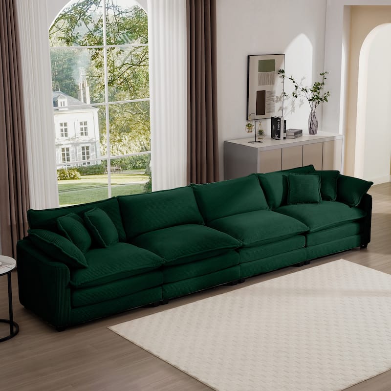 Corduroy Cloud Upholstered Modular Sectional Sofa, Free Combination