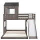 preview thumbnail 32 of 39, Full double wooden bed with slide and guardrail, antique grey