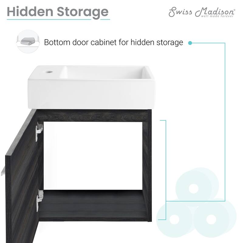 Swiss Madison Colmer 18" Single, One Cabinet, Bathroom Vanity
